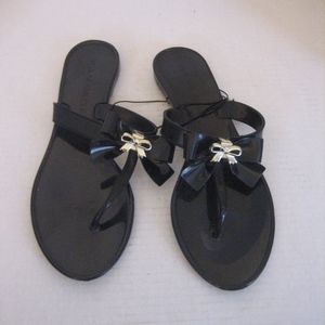 Rampage Black Bow Jelly/Flip Flop Sandals Sz 8 NW